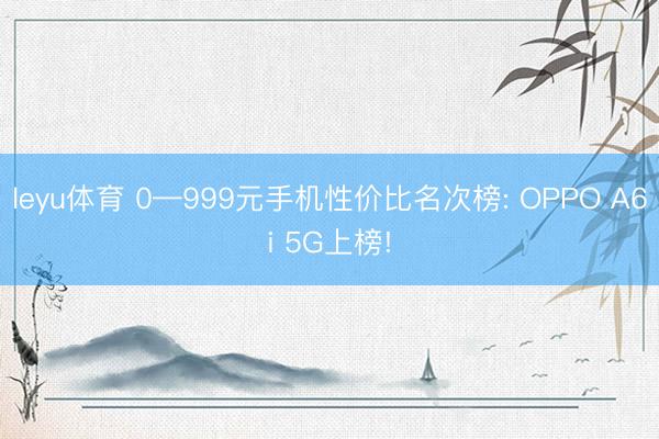 leyu体育 0—999元手机性价比名次榜: OPPO A6i 5G上榜!