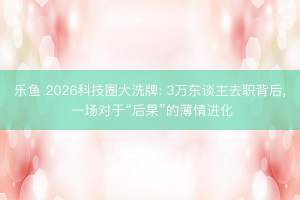 乐鱼 2026科技圈大洗牌: 3万东谈主去职背后， 一场对于“后果”的薄情进化