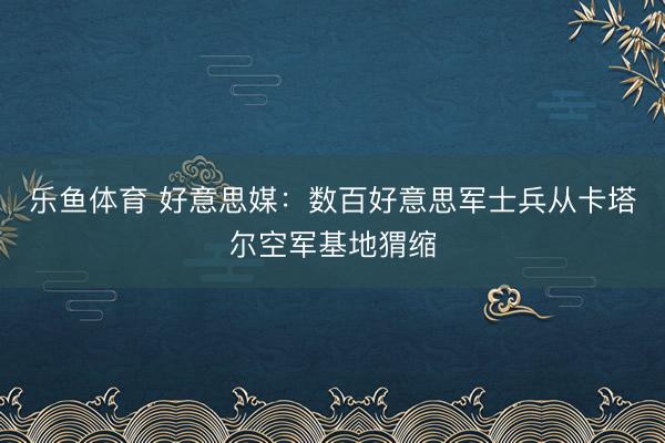 乐鱼体育 好意思媒：数百好意思军士兵从卡塔尔空军基地猬缩