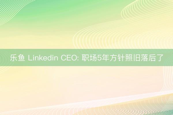 乐鱼 Linkedin CEO: 职场5年方针照旧落后了